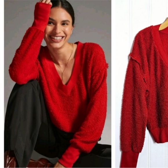 T.La Women's Vibrant Red Crew Neck Sweater - Picture 5 of 6